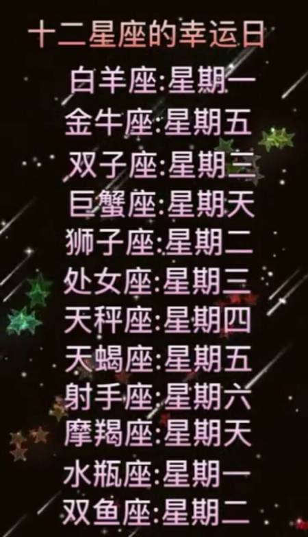 12星座的幸运日倒霉日图片