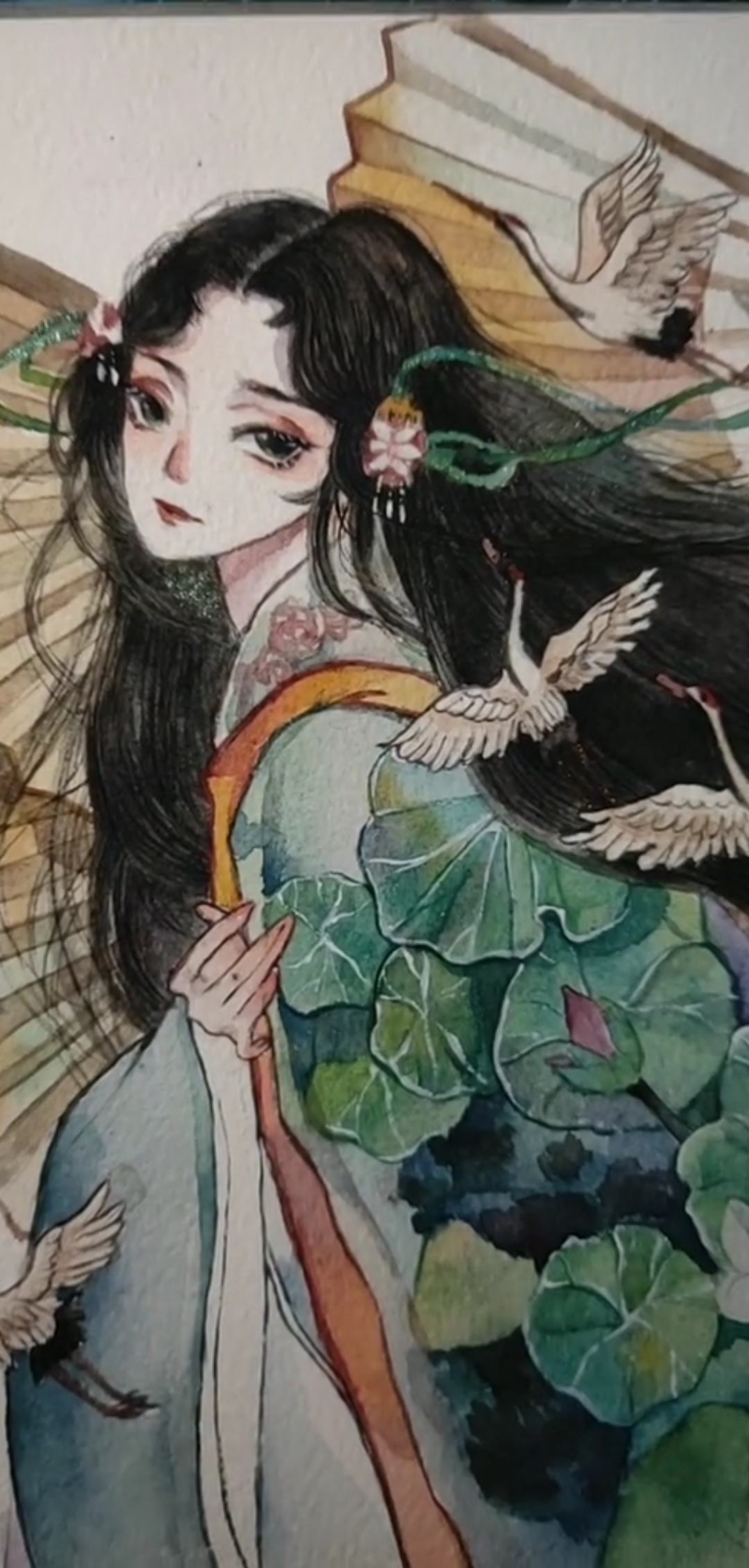 水彩#画了一个古风小姐姐吖