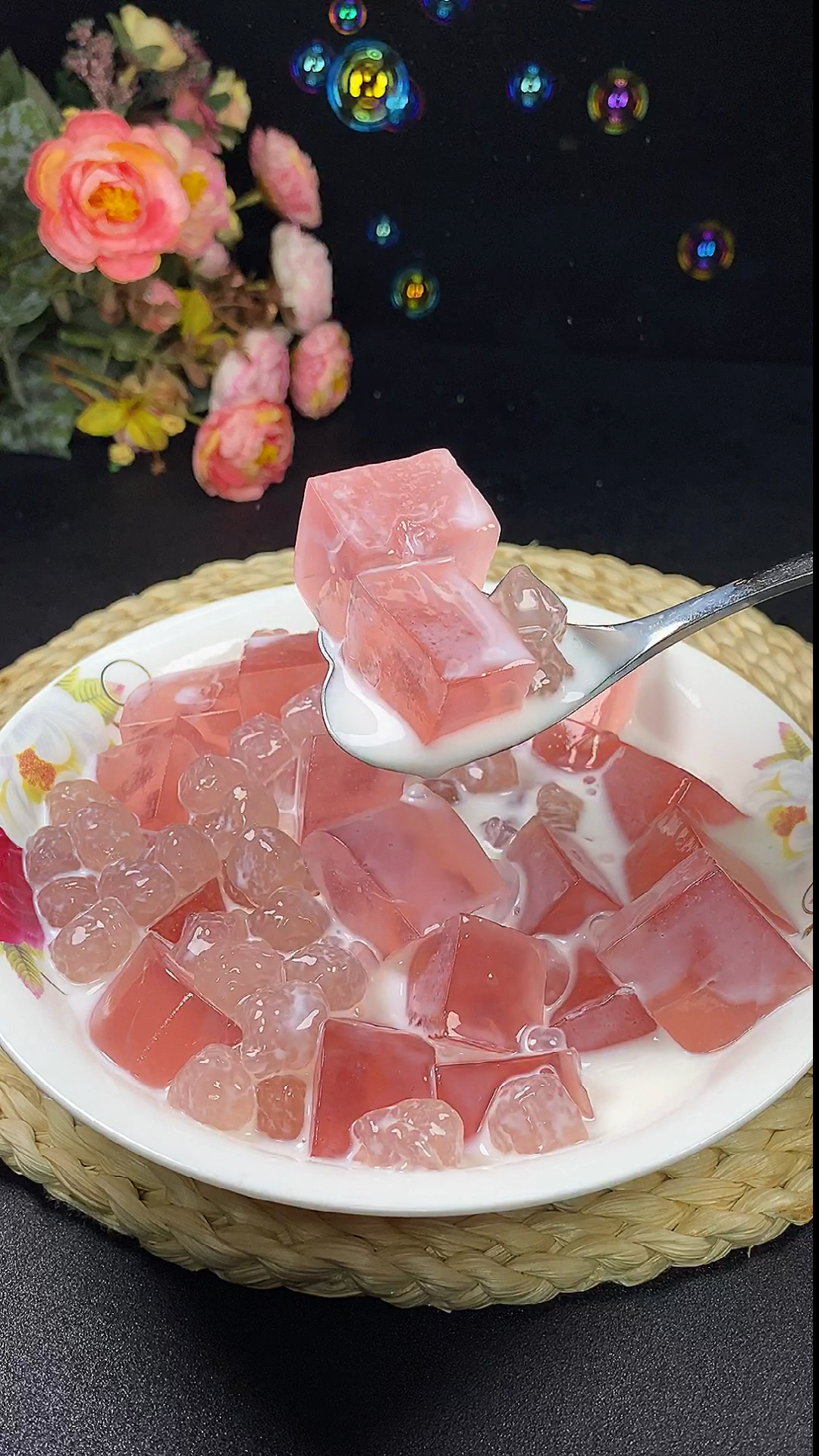 美食#蜜桃珍珠冰粉