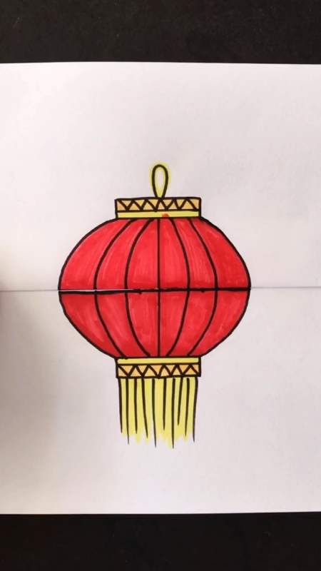 简笔画#工字画灯笼,打开会发生什么?你试了吗