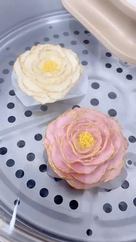 手工面食#盛开的牡丹花馒头,如此简单的教程,你确定不学?-全民小视频