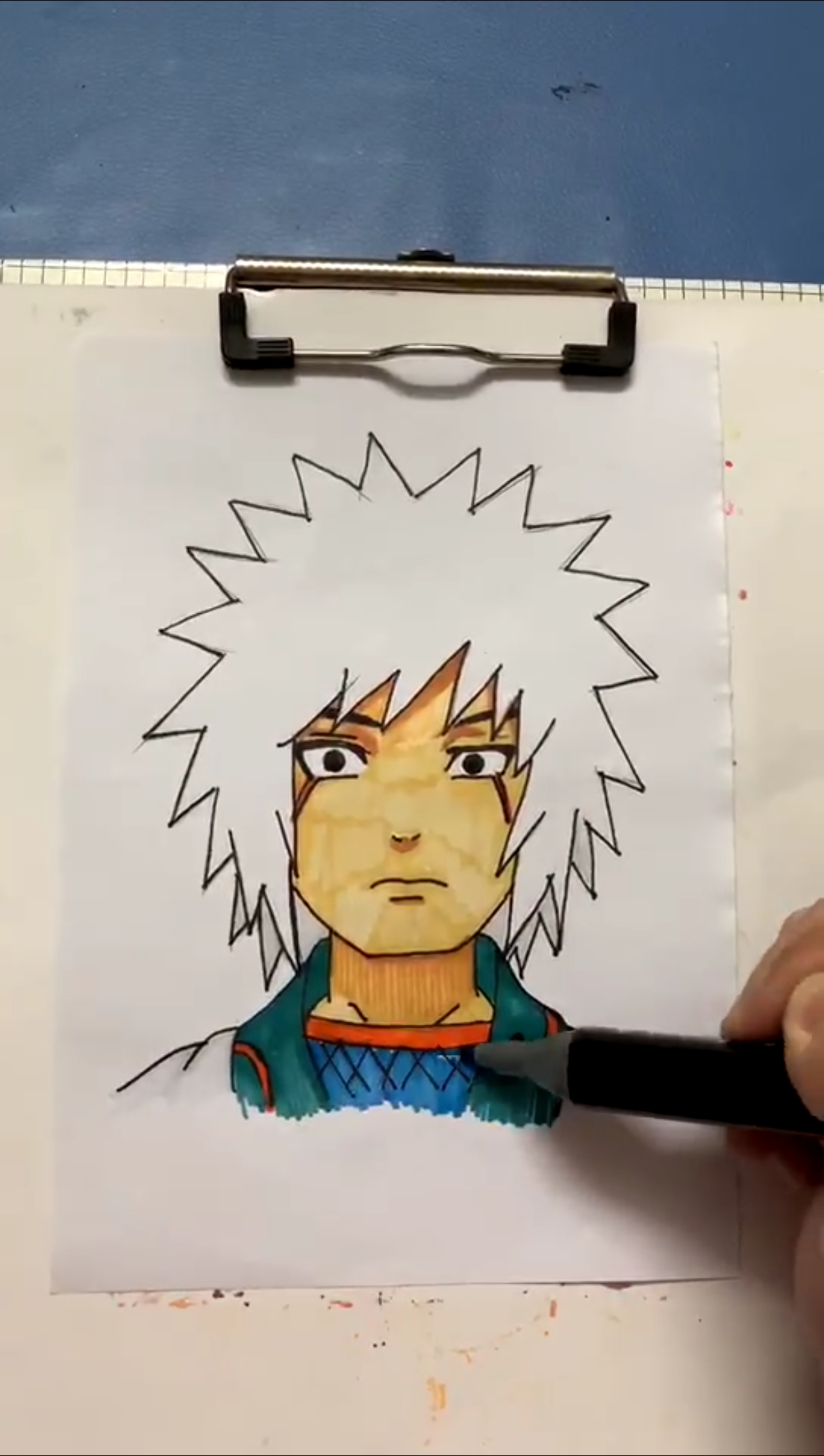 我要上热门#上网课时老师教我们画的白发自来也