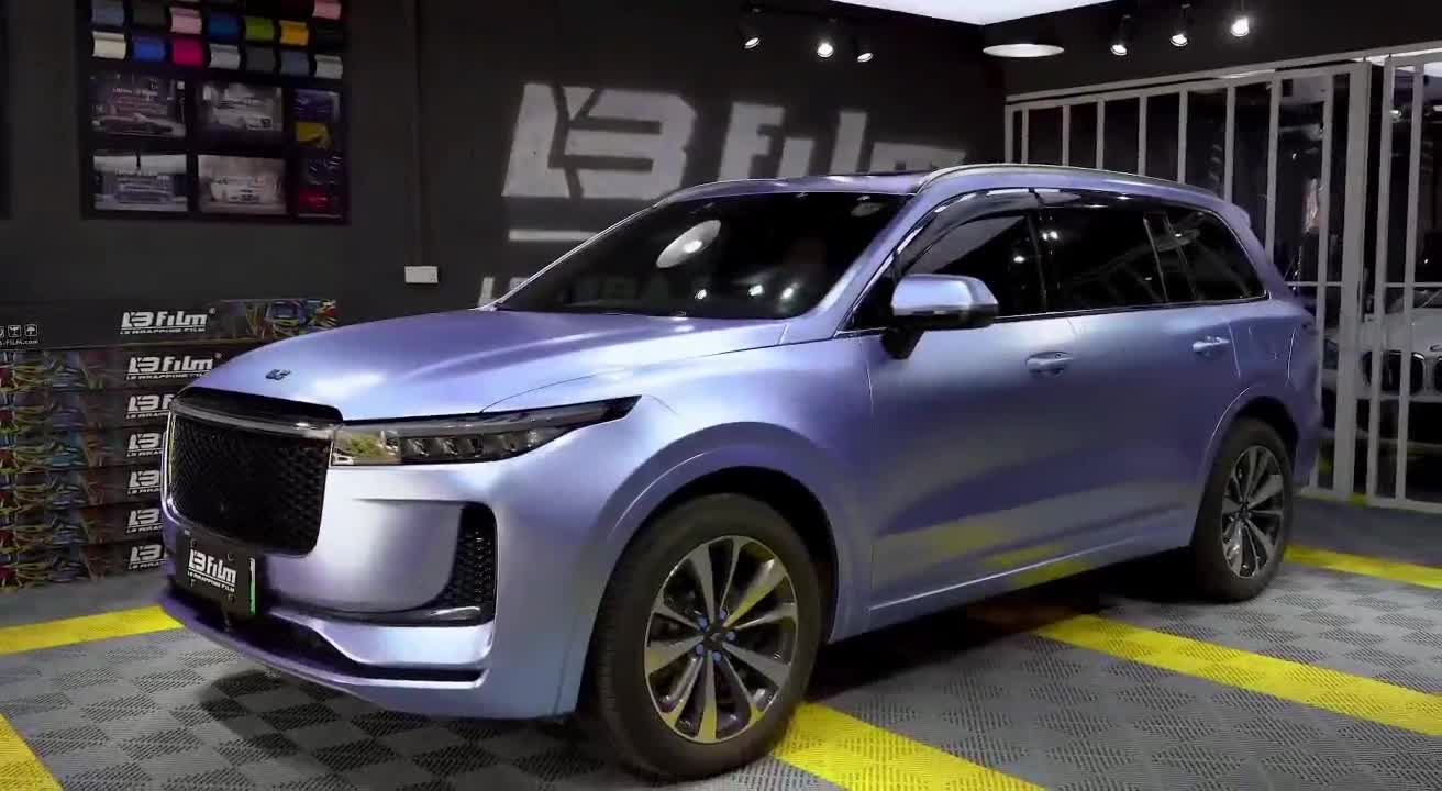 理想-one汽车贴膜lb改色膜电光金属清雾蓝