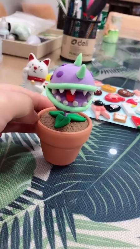 非常简单的食人花粘土教程,快动起手来吧-全民小视频