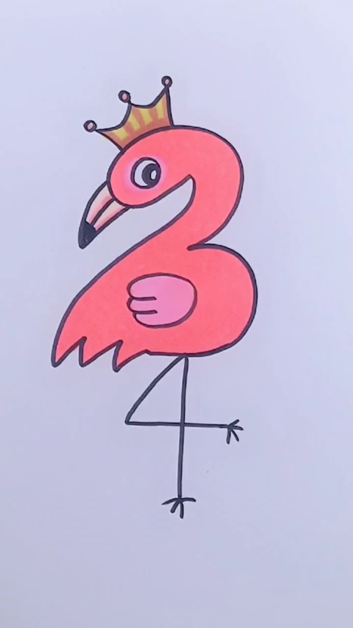 画画原来如此简单#数字3和4就可以画丹顶鹤