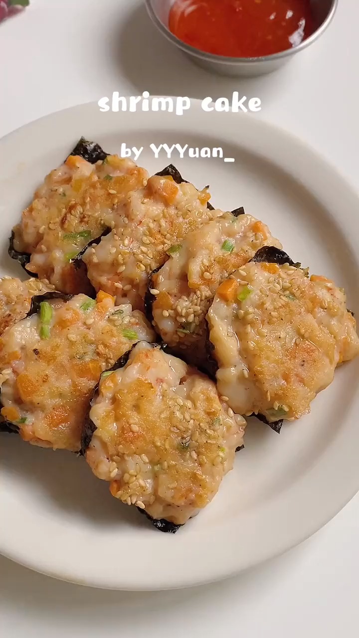 美食#海苔鲜虾饼低卡高蛋白 咬一口鲜嫩多汁神仙搭配