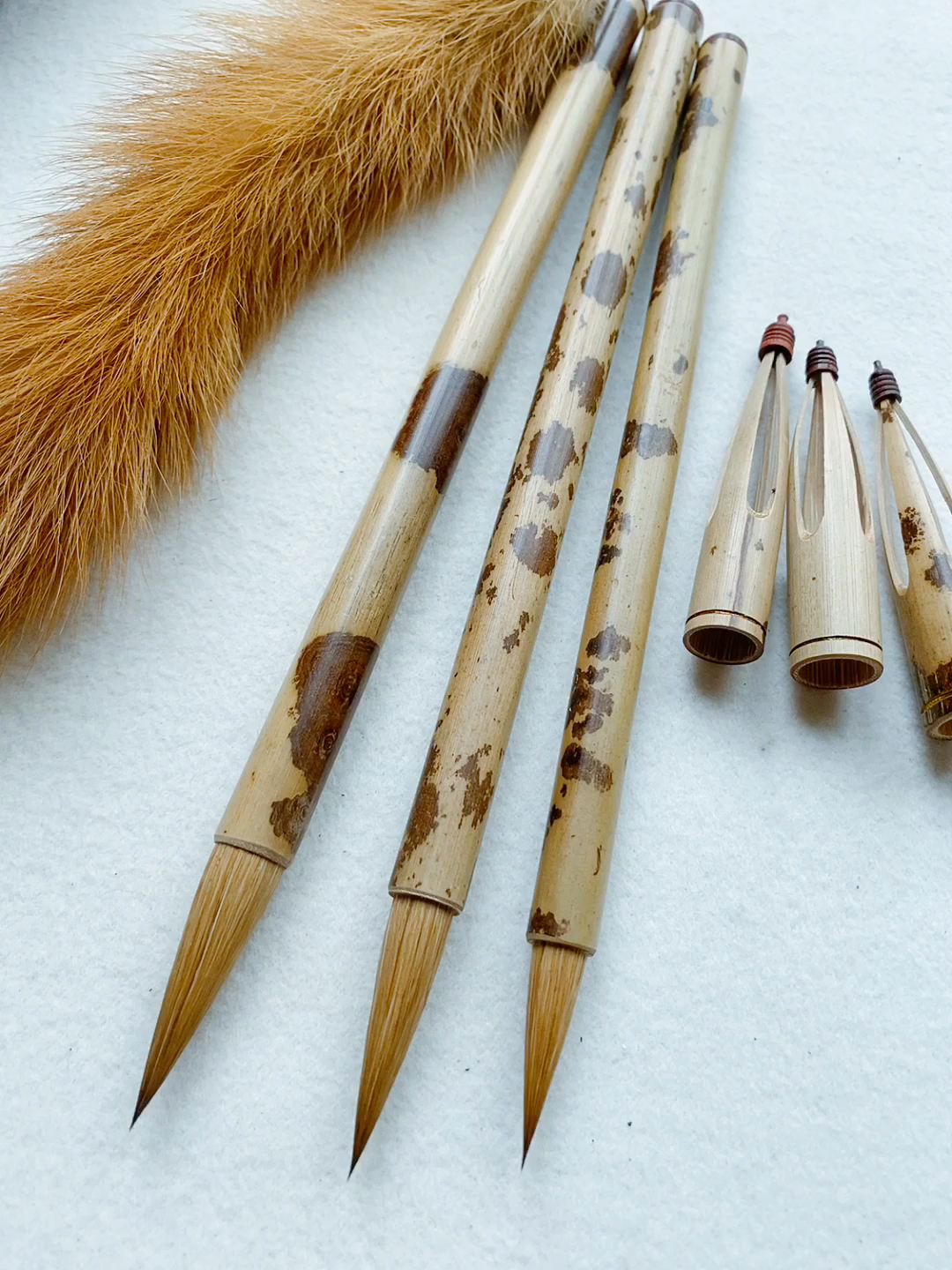 湘妃竹纯狼毫,真正的纯狼毫,自然弹性,书写楷行篆隶草都好用