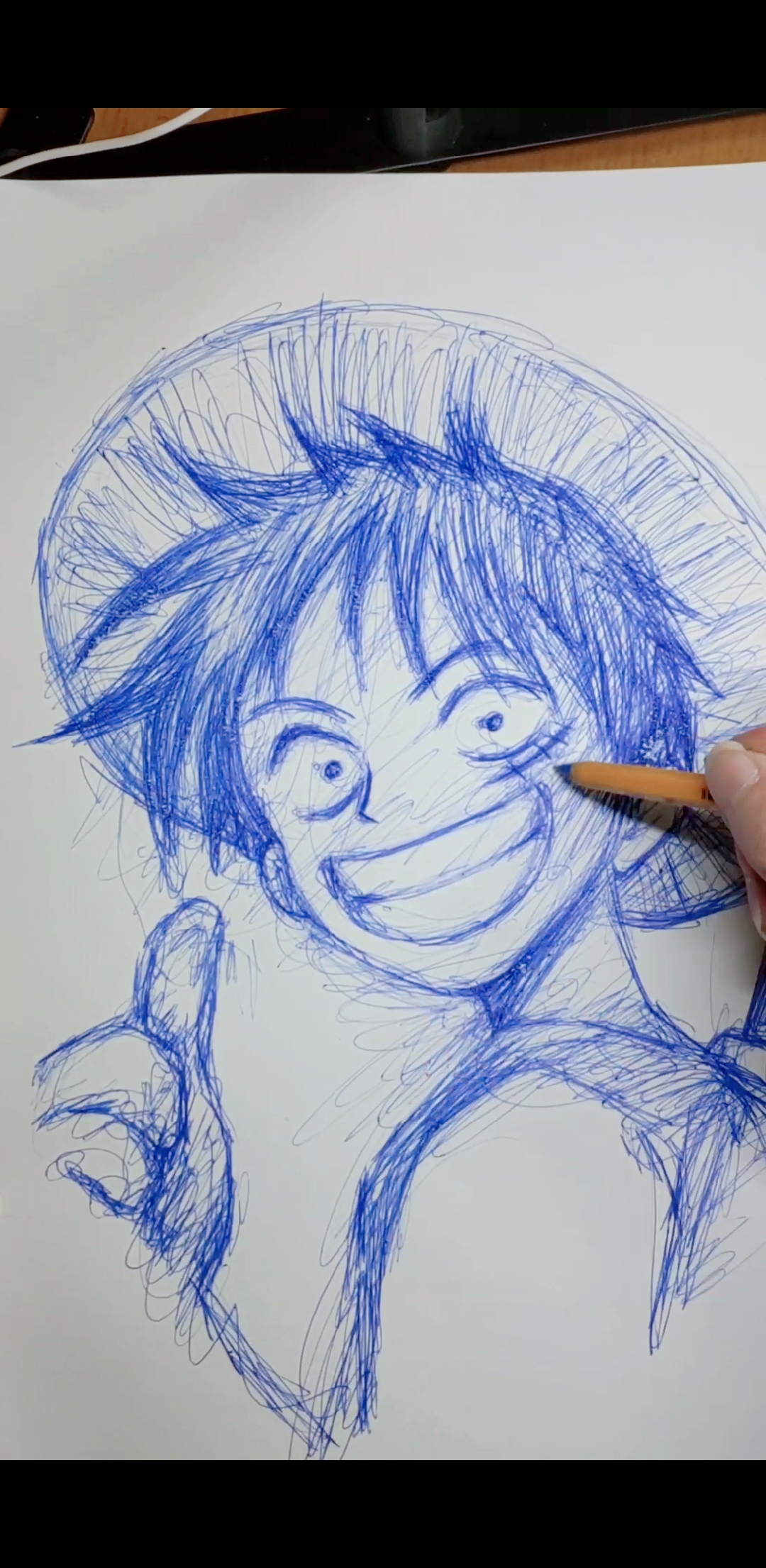 海贼王#圆珠笔乱画海贼王路飞.