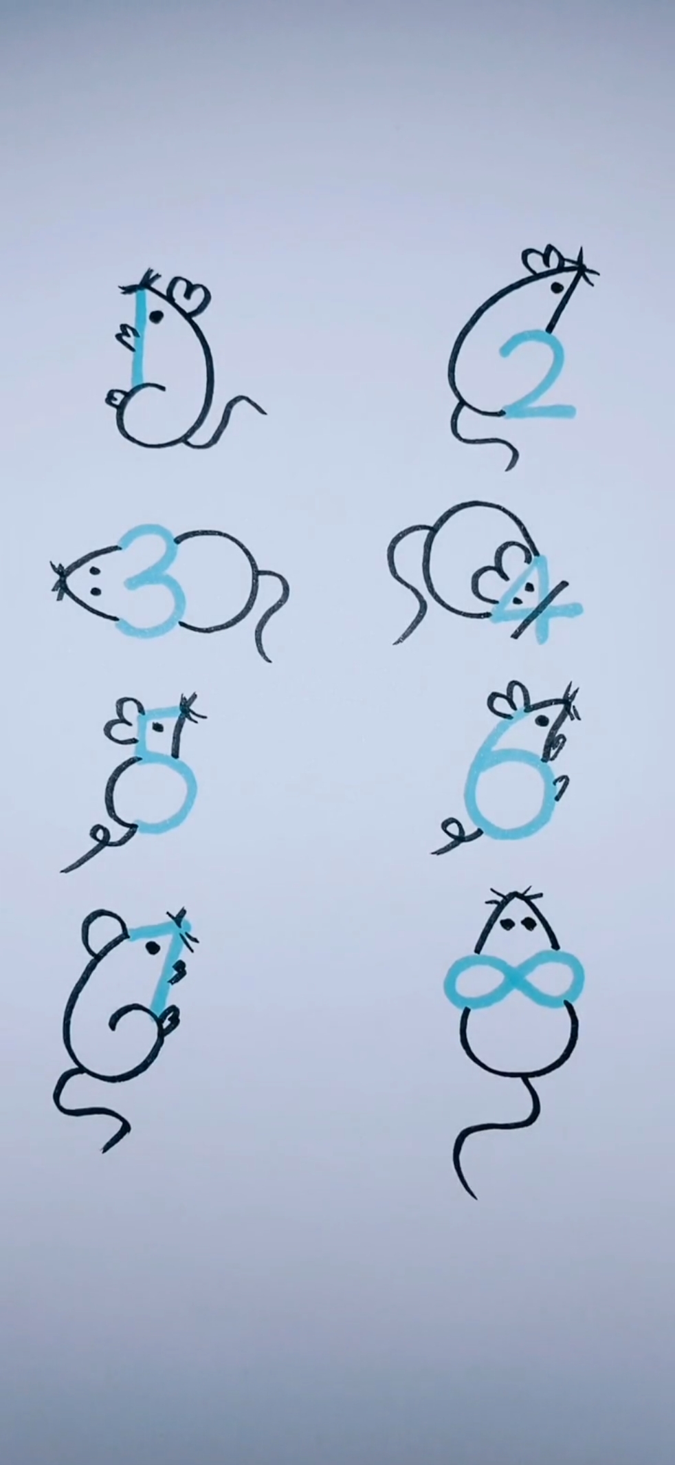 用数字1到8画一个小老鼠来开会