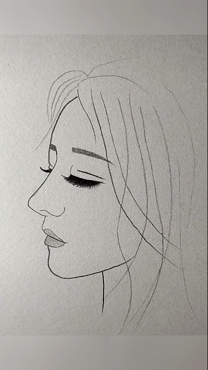 简笔画#侧颜倾城的女子