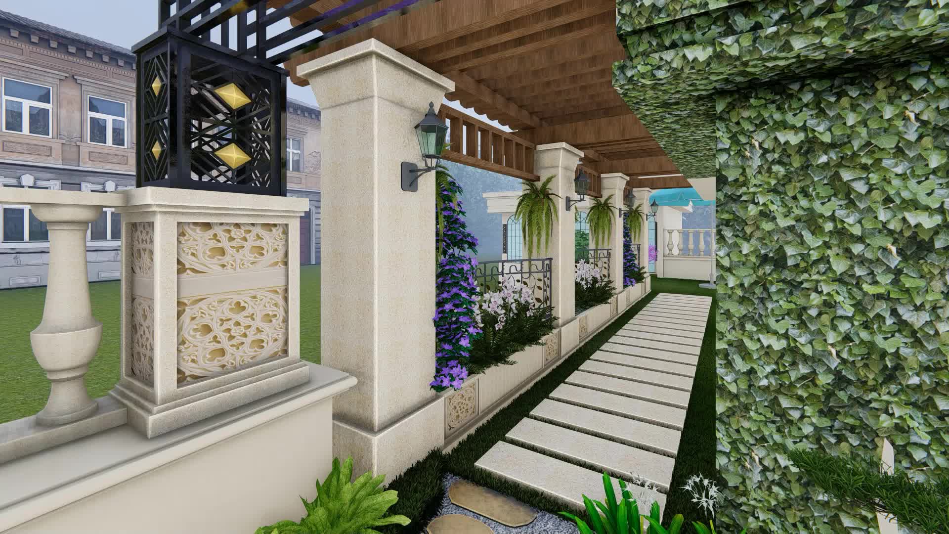 欧式花园效果,欧式花园设计,欧式风格庭院