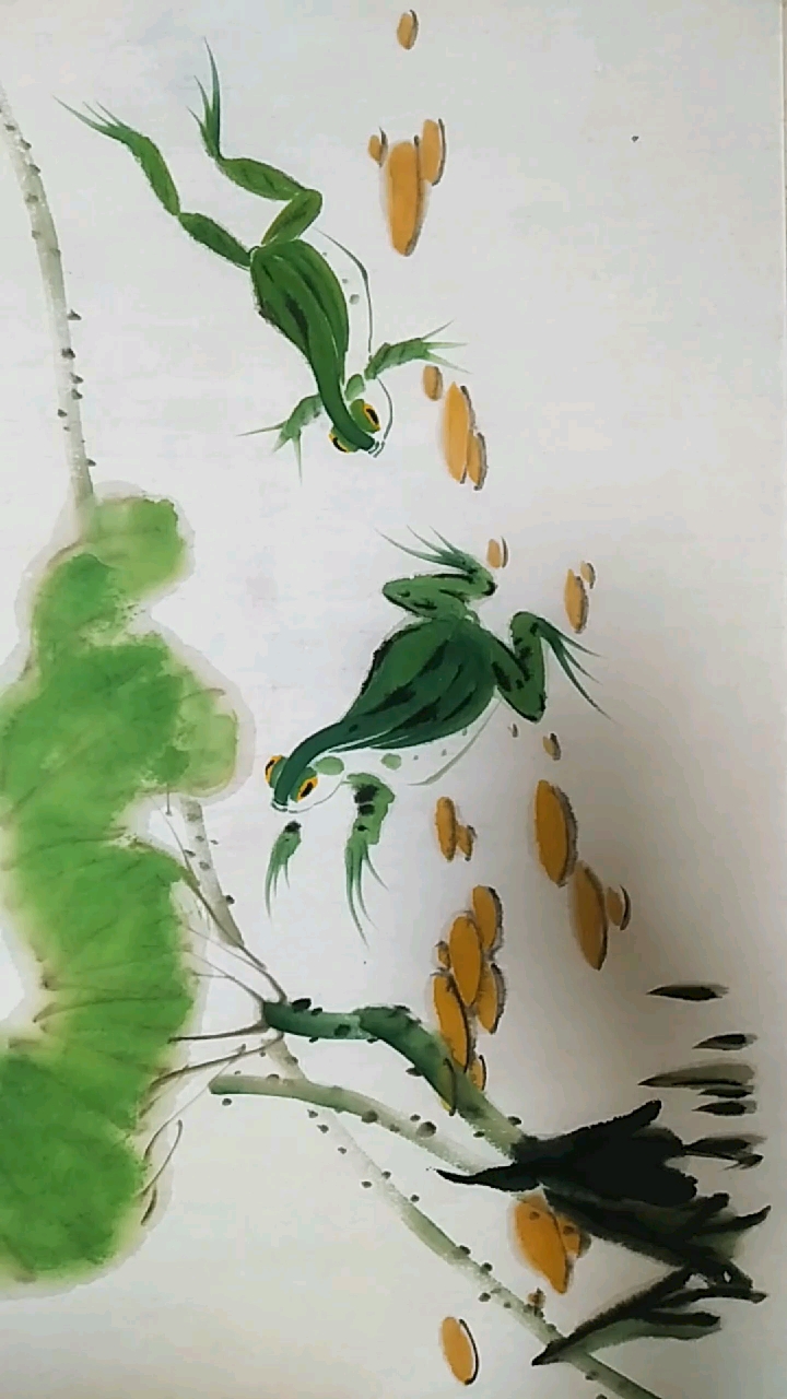 中国画#荷塘蛙趣