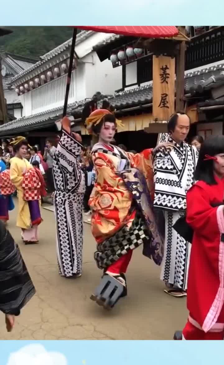 日光市江户村,若松屋的吉野太夫花魁道中,这种美你欣赏得了吗