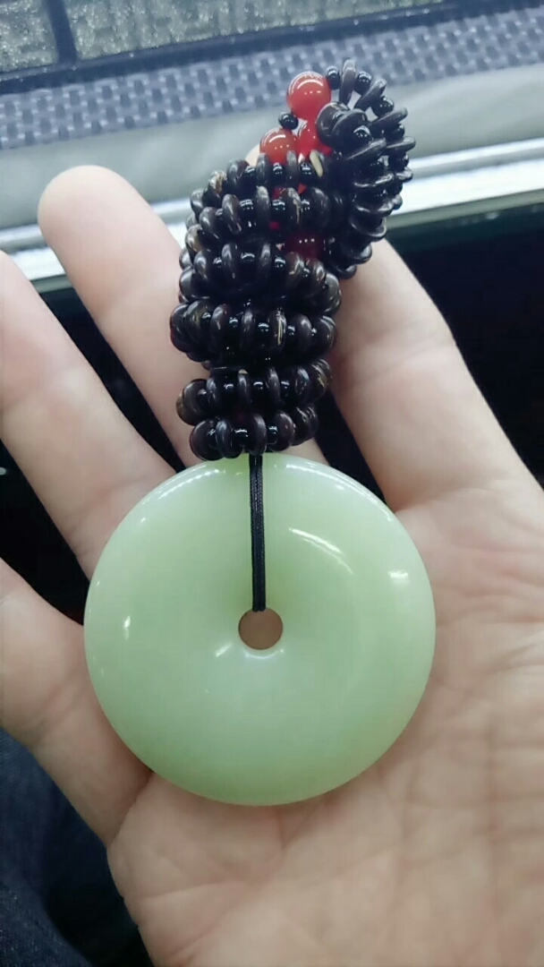 黄白老玉平安扣,平平安安