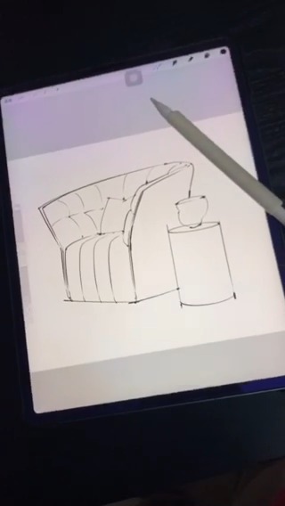 沙发单体手绘画法:注意线条流畅与整体比例透视结构关系