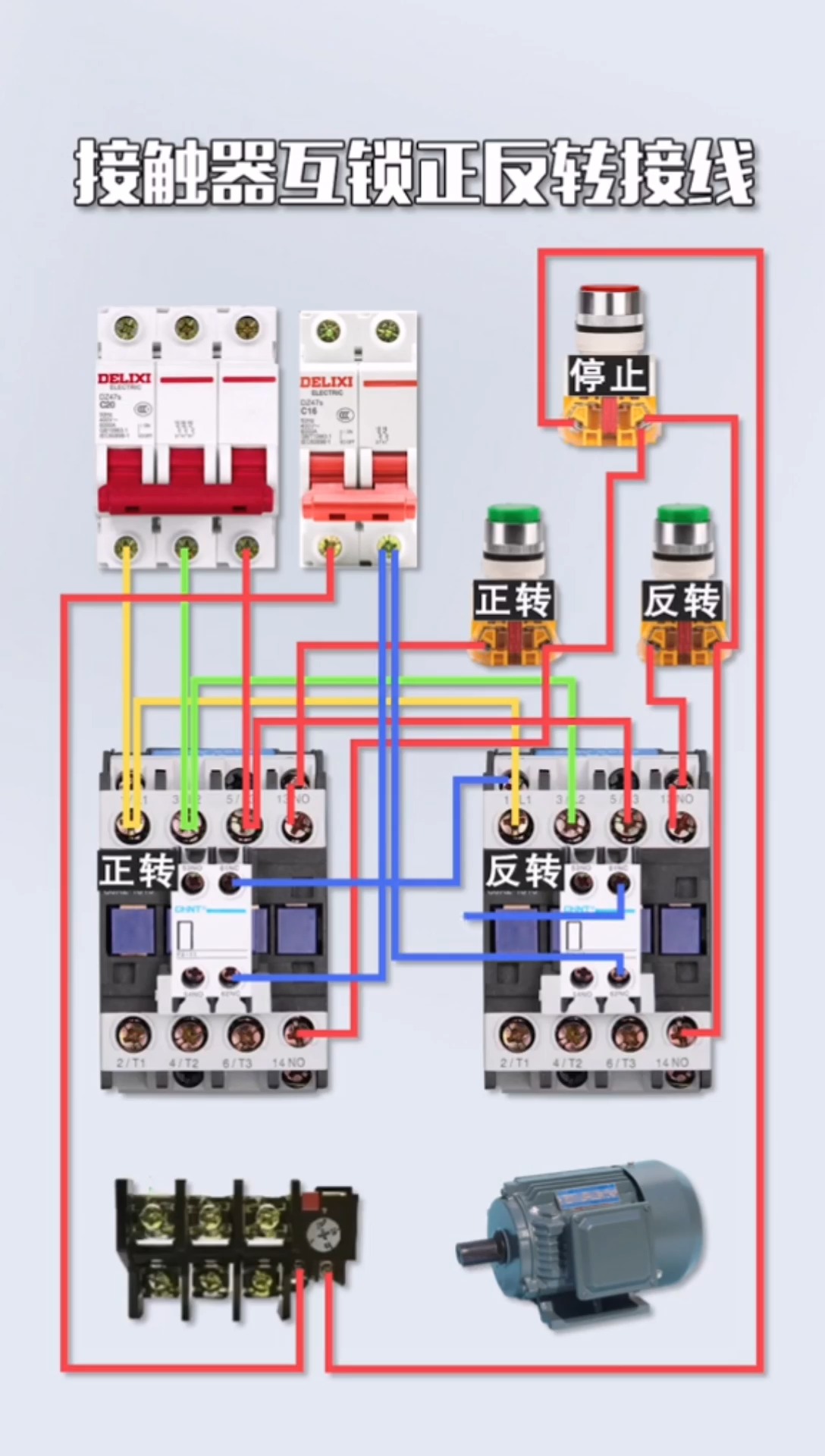 三相異步電動機正反轉接線動畫展示