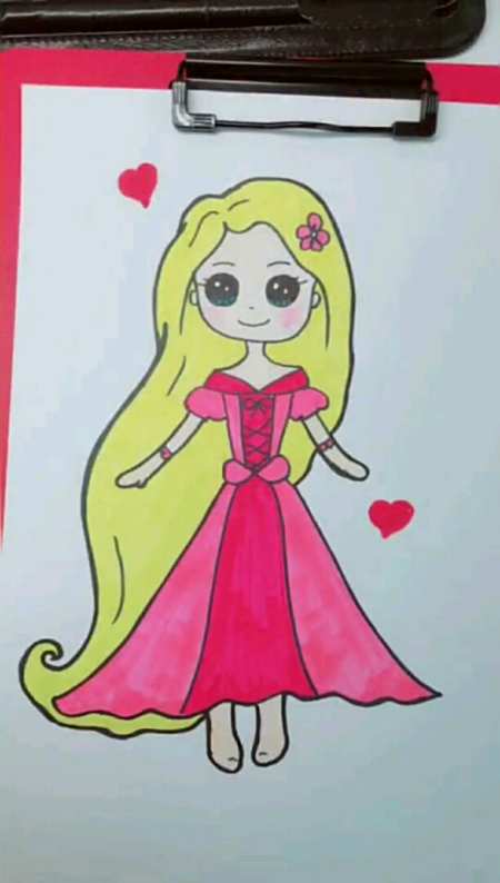 画一个头发有魔法的可爱小公主-度小视