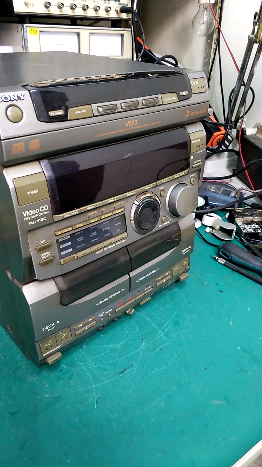 维修索尼v800组合音响主机,要修复卡座cd和收音机,该机损坏多年-度小