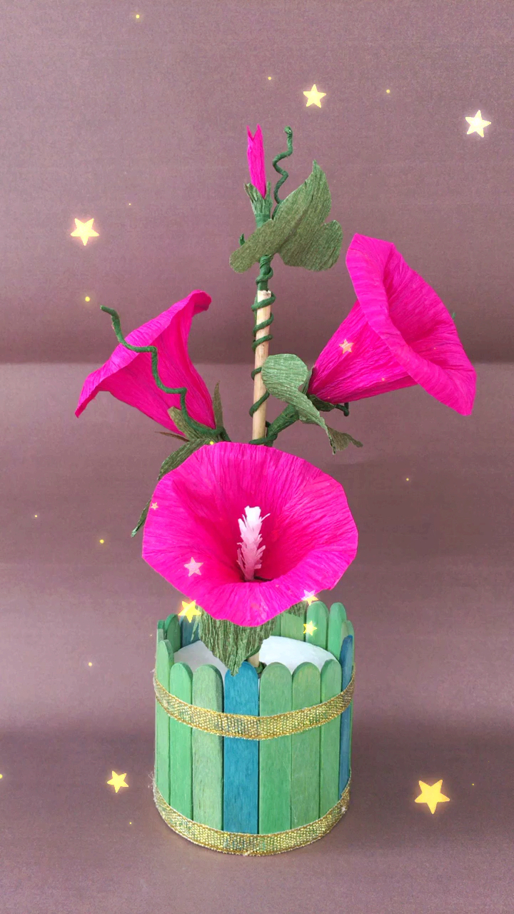 皱纹纸牵牛花的制作方法,他,像了-度小视