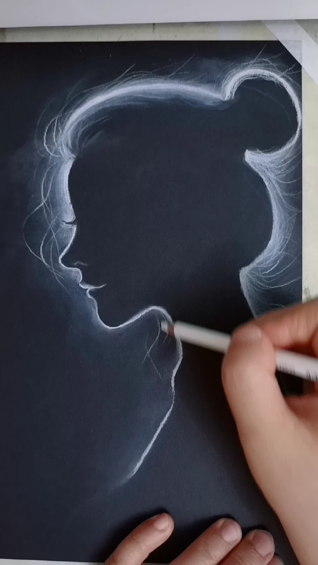 画画原来如此简单#美好的侧脸女孩剪影画