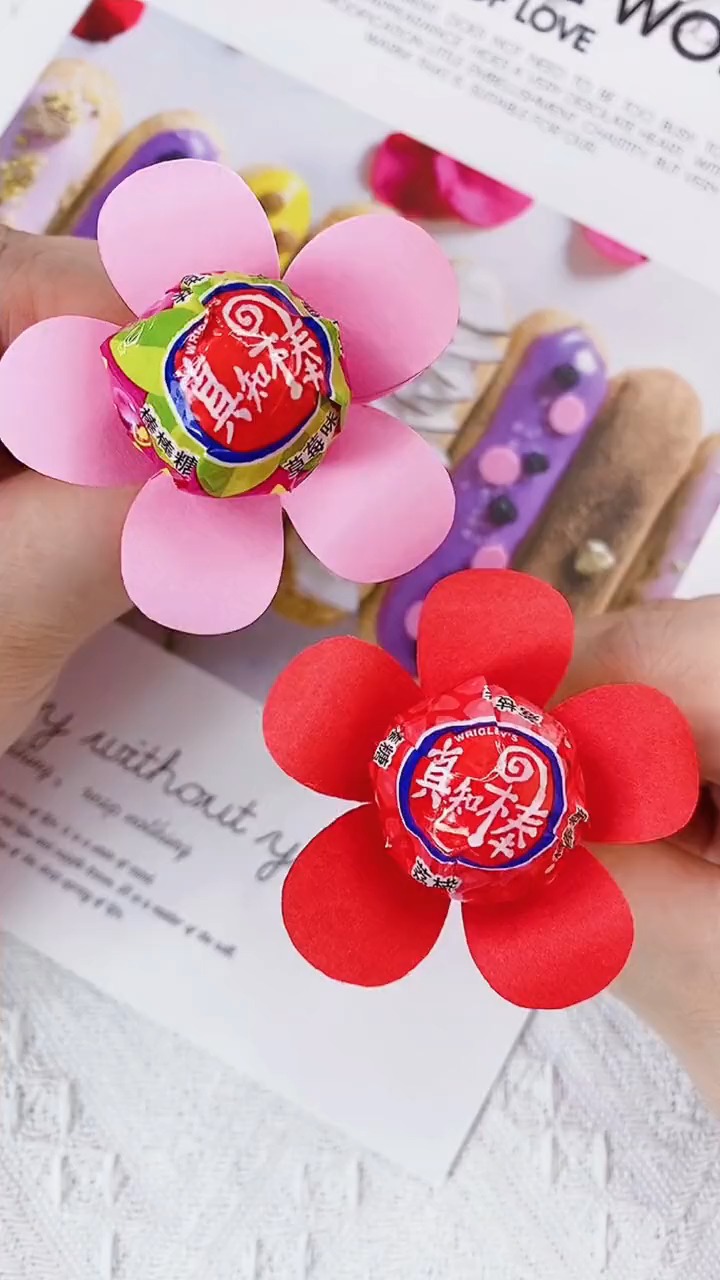 自制可爱5花朵棒棒糖