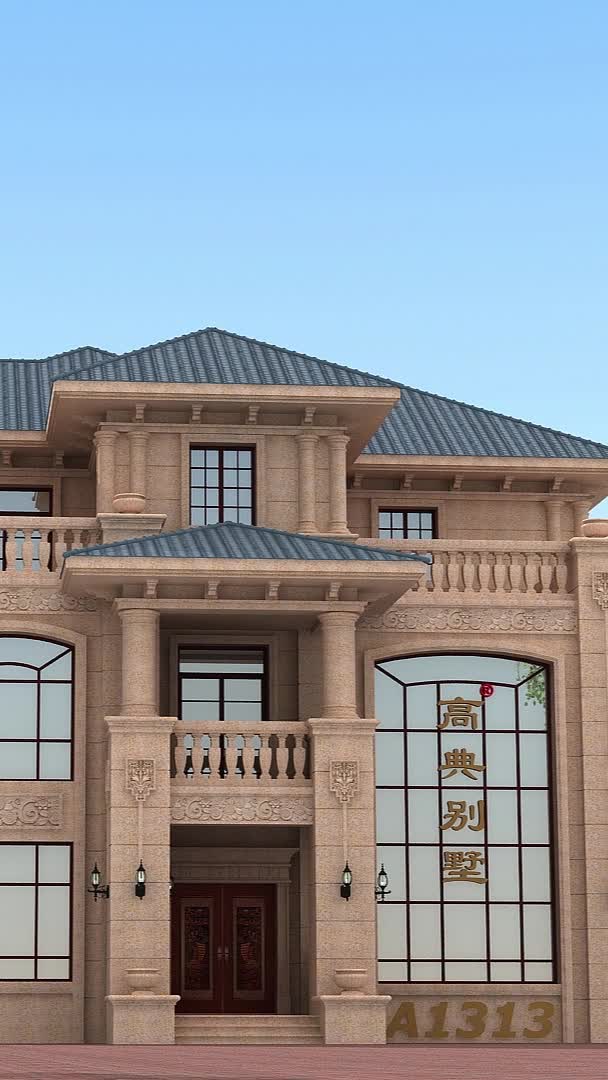 简欧自建别墅,大面积的落地玻璃窗,保证了室内通风采光.