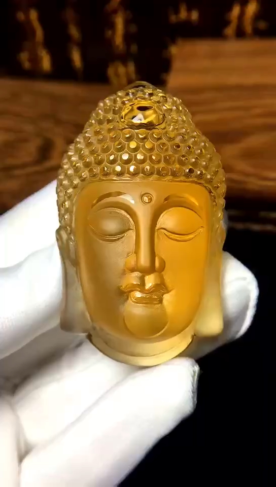 天然黄水晶释迦摩尼佛祖佛头雕件吊坠