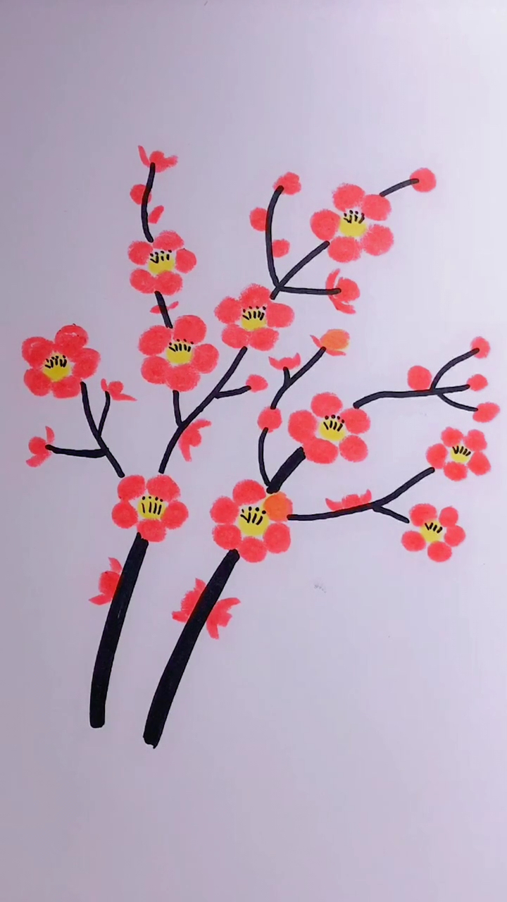画画原来如此简单#蜡笔画梅花-度小视