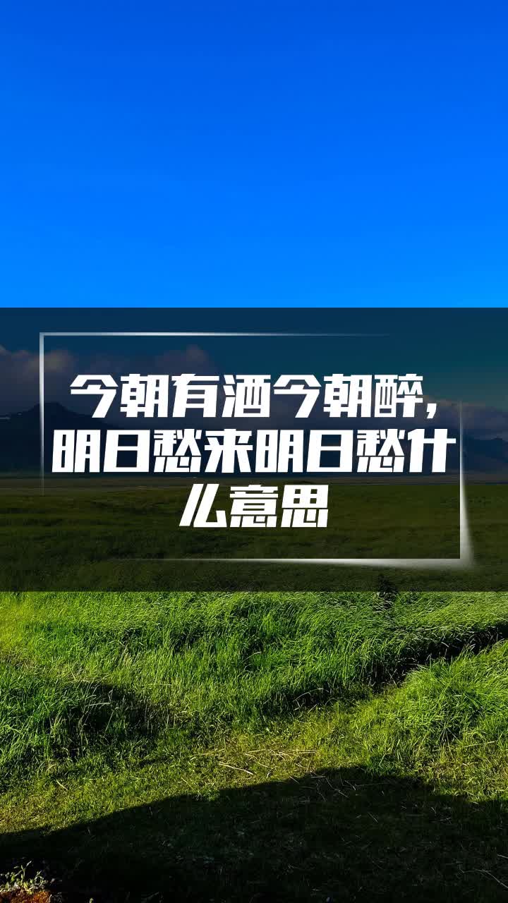今朝有酒今朝醉,明日愁来明日愁什么意思