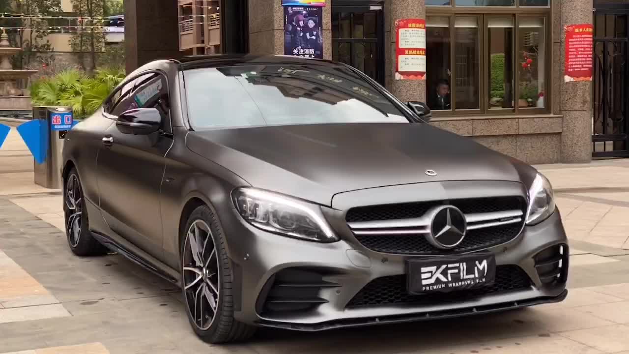 奔驰c43 amg贴膜ekfilm改色膜重金属深邃灰