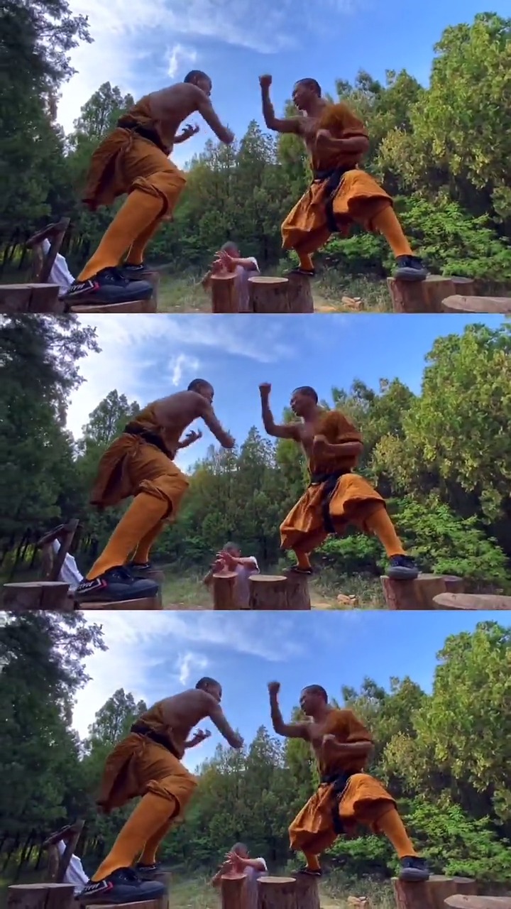 少林武僧#功夫不负有心人!少林木人桩!