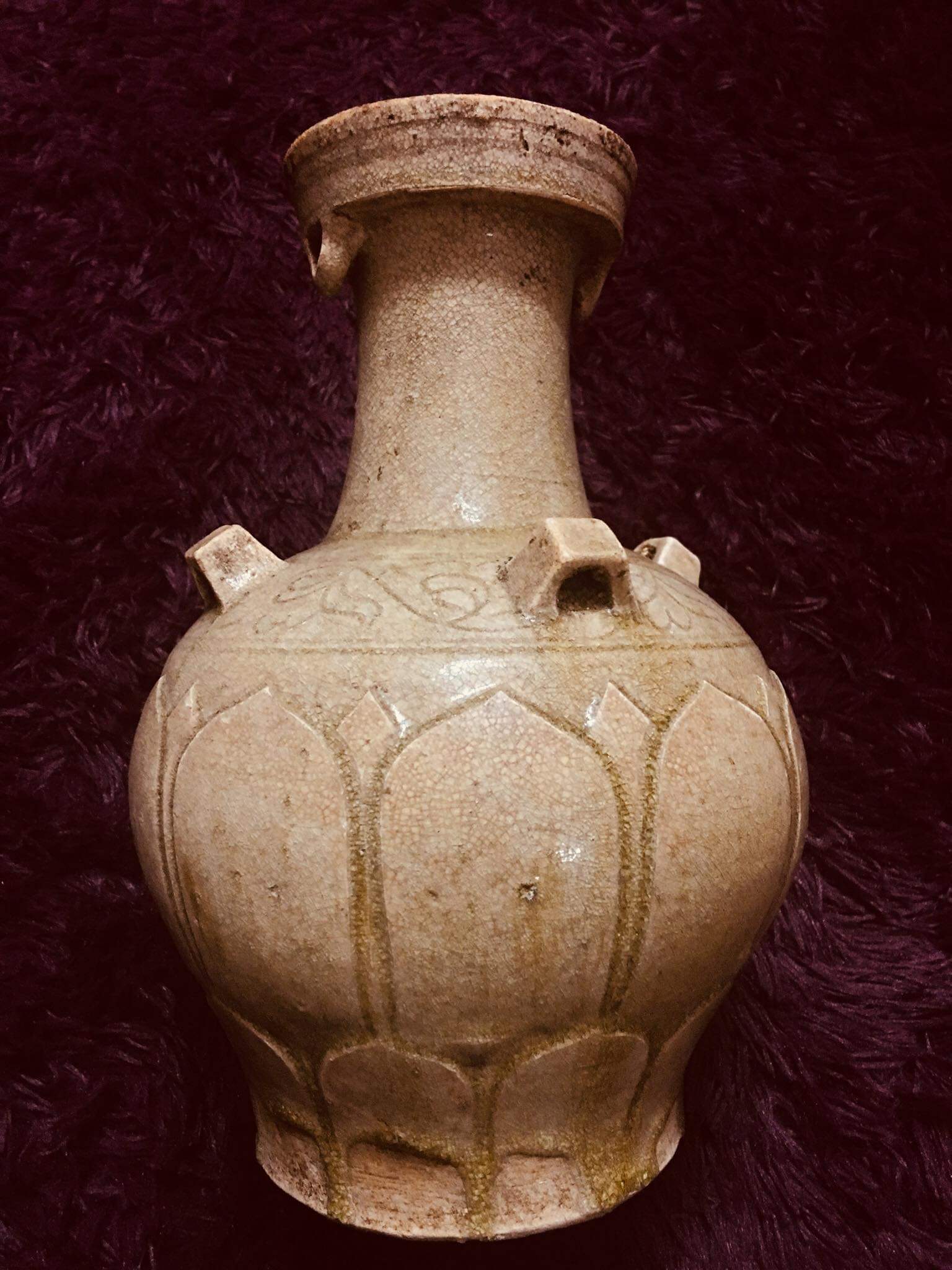 四耳瓶:唐朝,洪州窑,白瓷