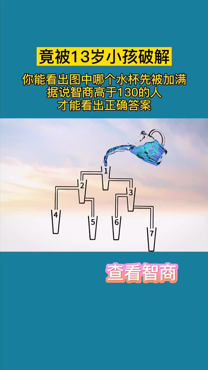 图中哪个杯子会被先装满水?智商越高的人越容易一看看懂