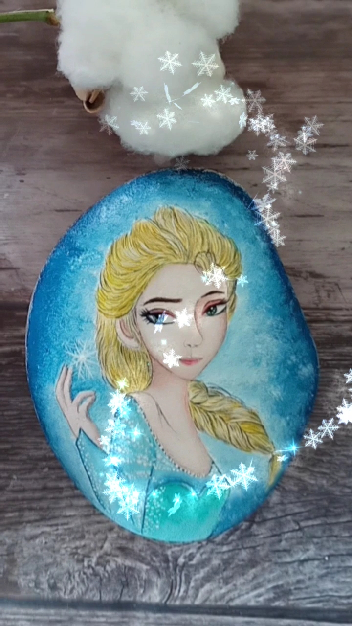 石头上画冰雪奇缘公主,好看么?