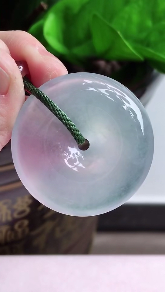 翡翠#翡翠老坑冰种起胶平安扣吊坠