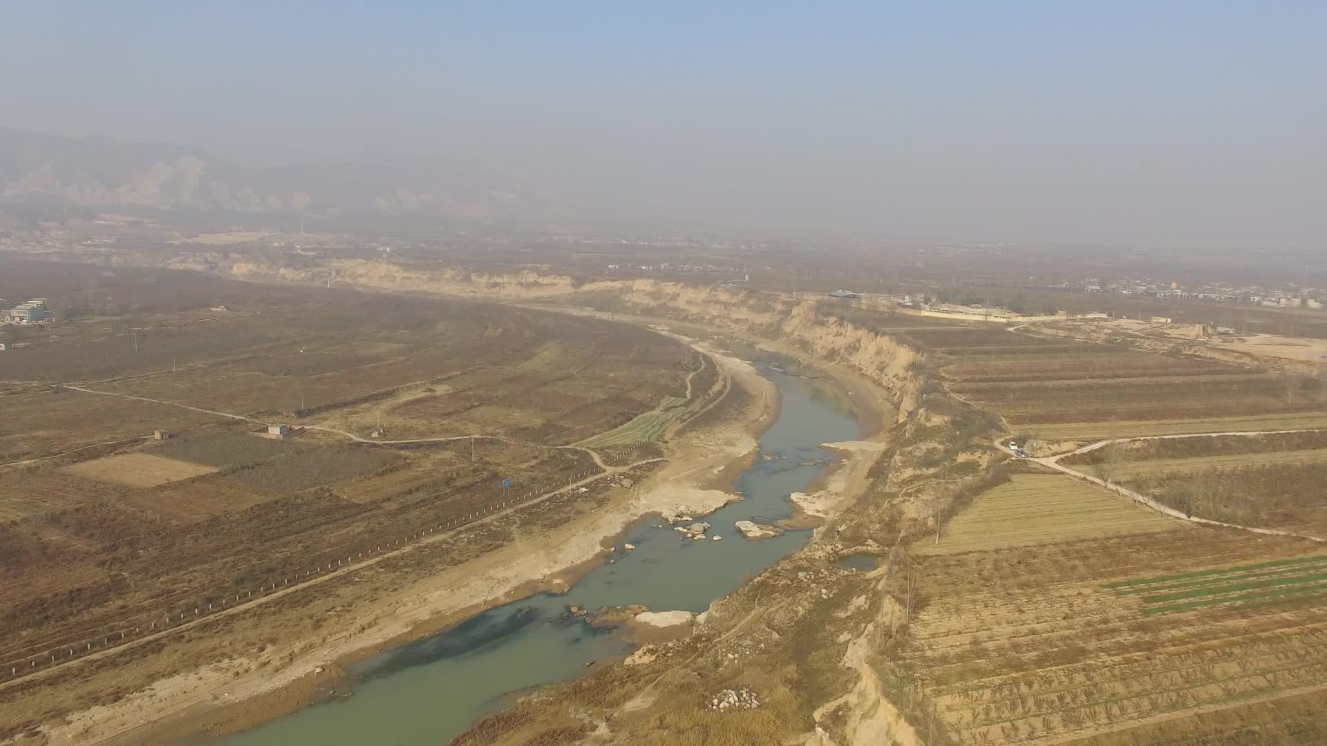 咸阳市泾阳县:航拍郑国渠首遗址,世界灌溉工程遗产