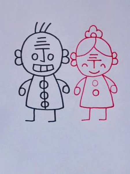 小时候只画过丁老头没有画过丁老太有没有盆友跟我一样的 简笔画 丁