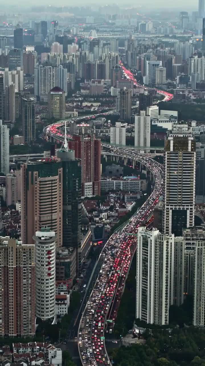 上海日常之南北高架超级大堵车上海航拍