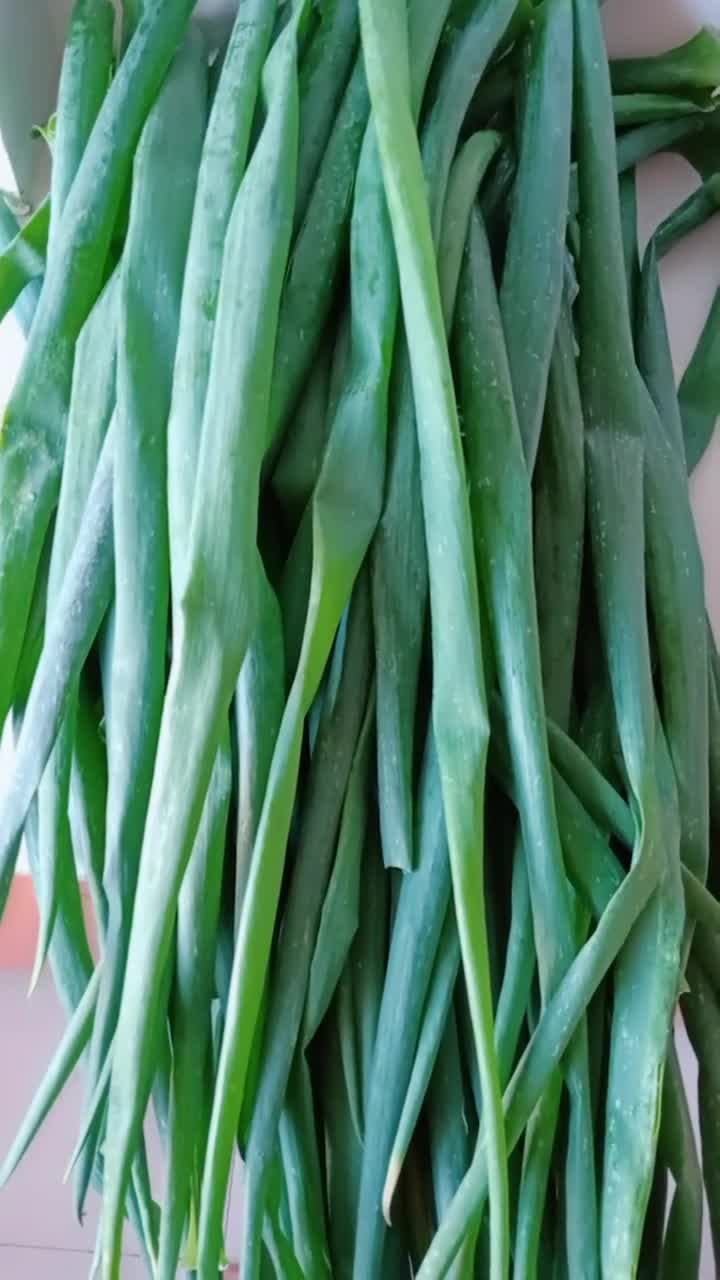 冬天储存大葱,葱叶腌咸菜.