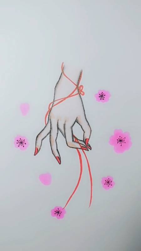 今天给你们画一个纤纤玉手,来牵红线了哈,单身的排队站好-度小视