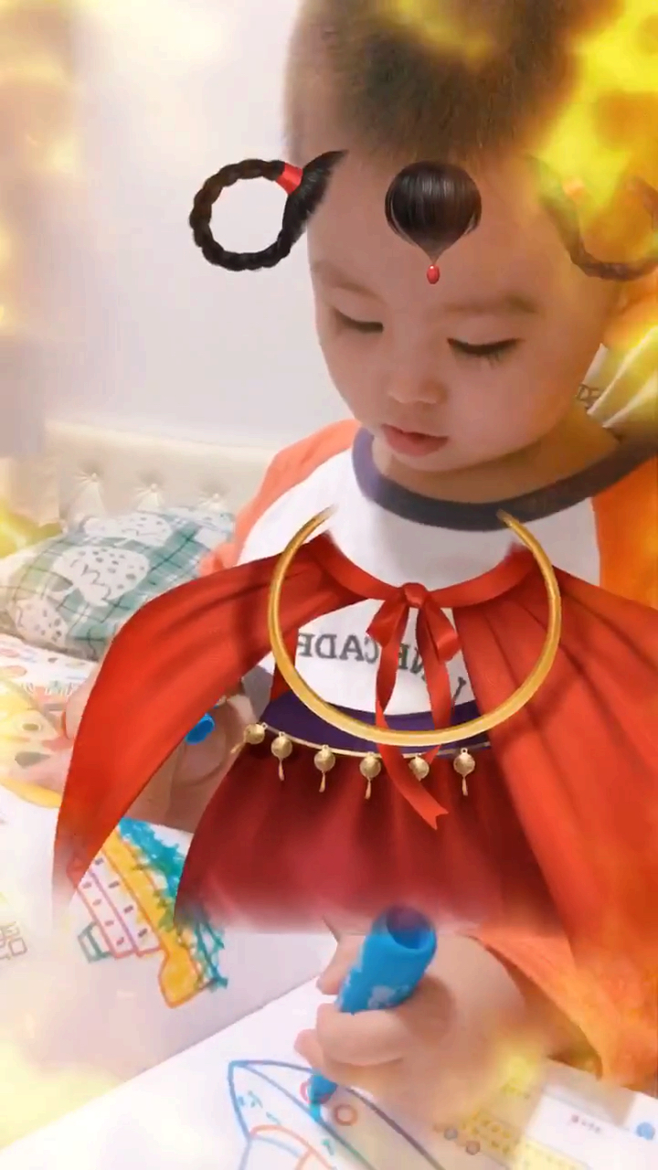 家有萌娃#红孩儿还是哪吒傻傻分不清楚反正我们在画画儿