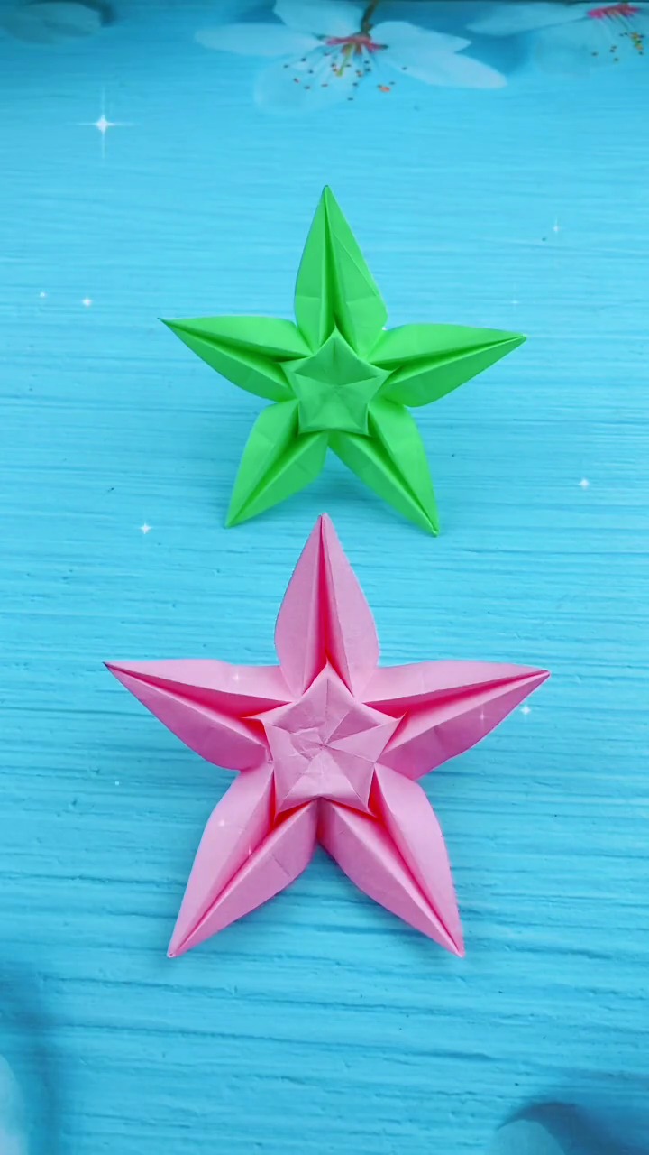 手工折纸#五角星花,好不好看?