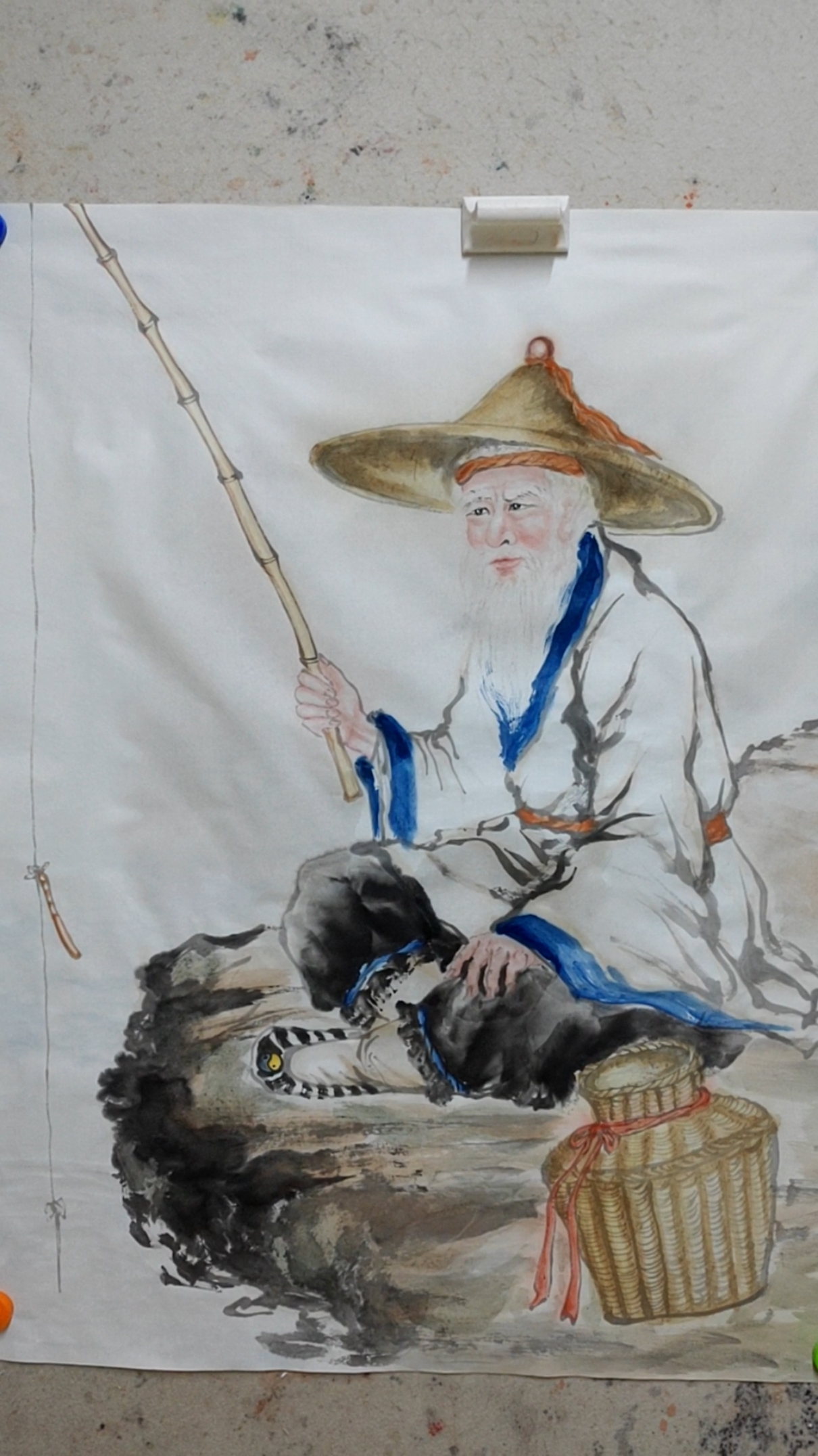 国画#姜太公垂钓图