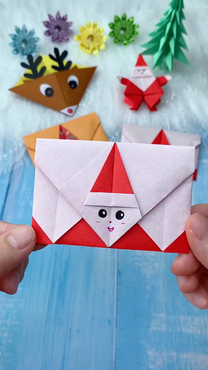 最近好多问怎么折信封的应景折个圣诞老人信封吧