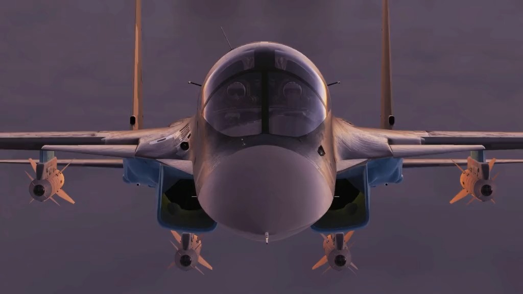 夕阳下的苏34鸭嘴兽战机,可萌可猛另类的美.