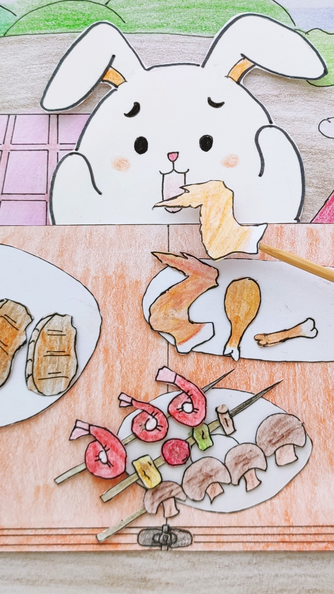 定格动画:户外烧烤,小兔子口水流出来啦