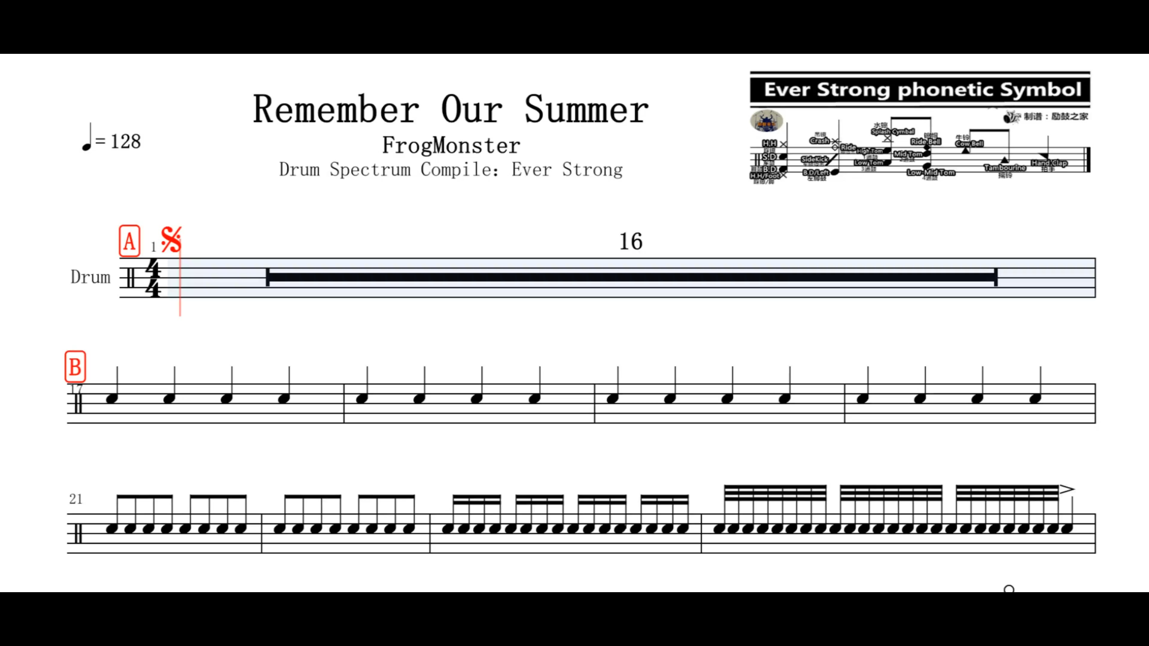 瘋狂架子鼓#【椰殼鼓手網】frogmonster remember our summer鼓譜