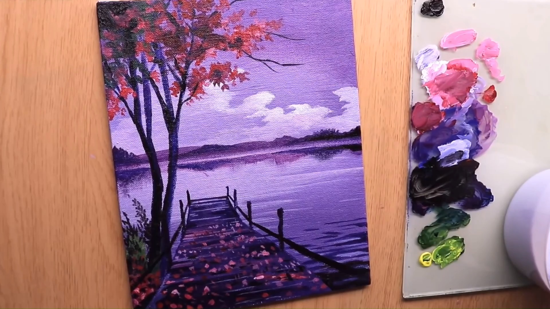 画画原来如此简单##丙烯画 #创意美术 丙烯画美景,愿与你共同废享