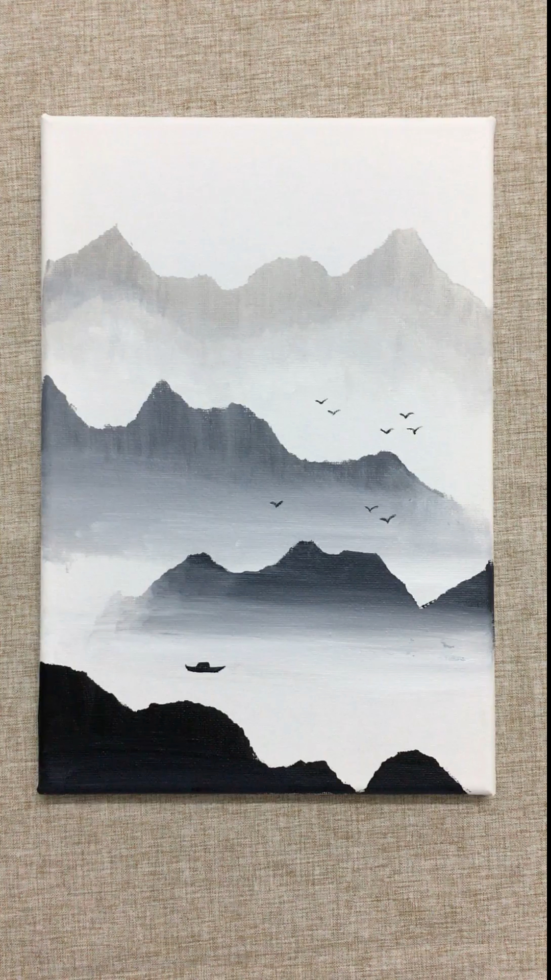 画画原来如此简单#简单的中国风山水丙烯画～-度小视