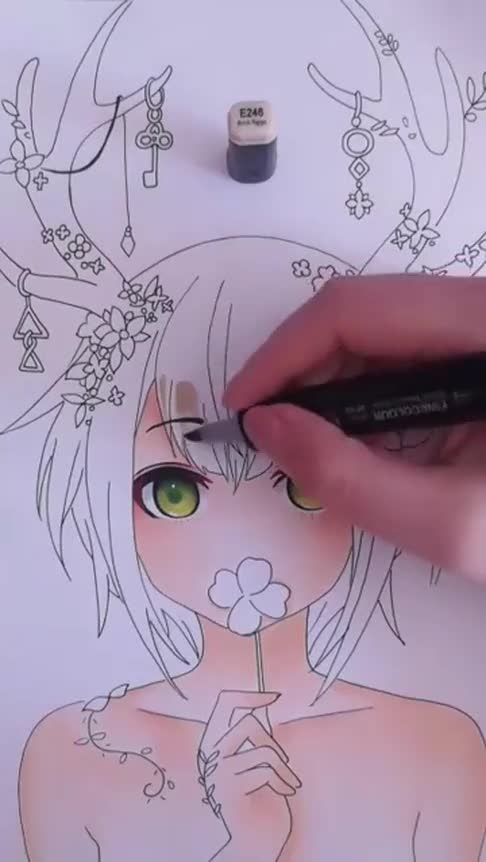 马克笔就是这样给动漫人物上色的,以为是青铜不料是王者,厉害了!